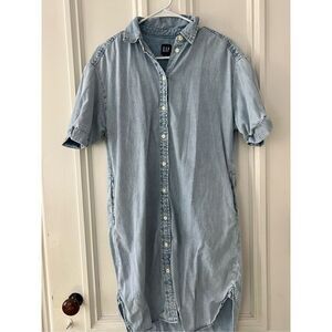 Gap light blue denim button down dress XS